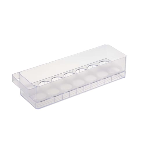 Yamazaki Tower Refrigerator Storage Box, White, Egg Cartons, Approx. 37.5cm W x 11cm D x 8.2cm H, 5764