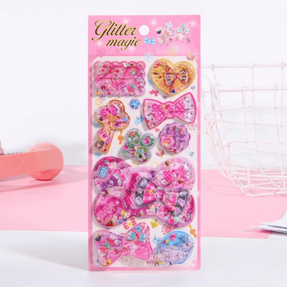 New Sequin Design 3D Shake Sticker PVC Removable Y2K Retro Sticker Kawaii Personalized Design Bear Bunny Sticker