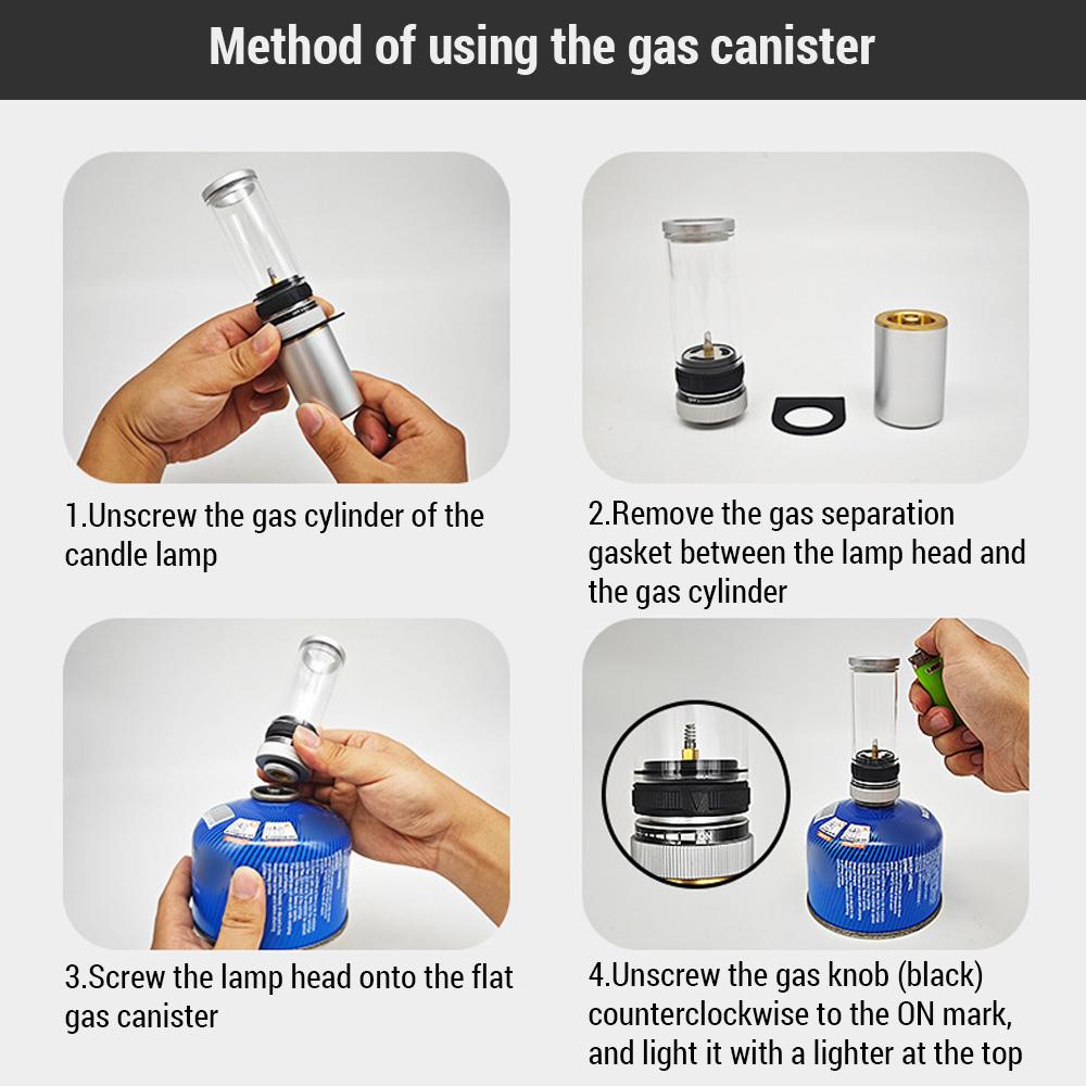 Портативный газовый фонарь для кемпинга, уличная свеча, лампа с сумкой для хранения для кемпинга, пешего туризма, путешествий