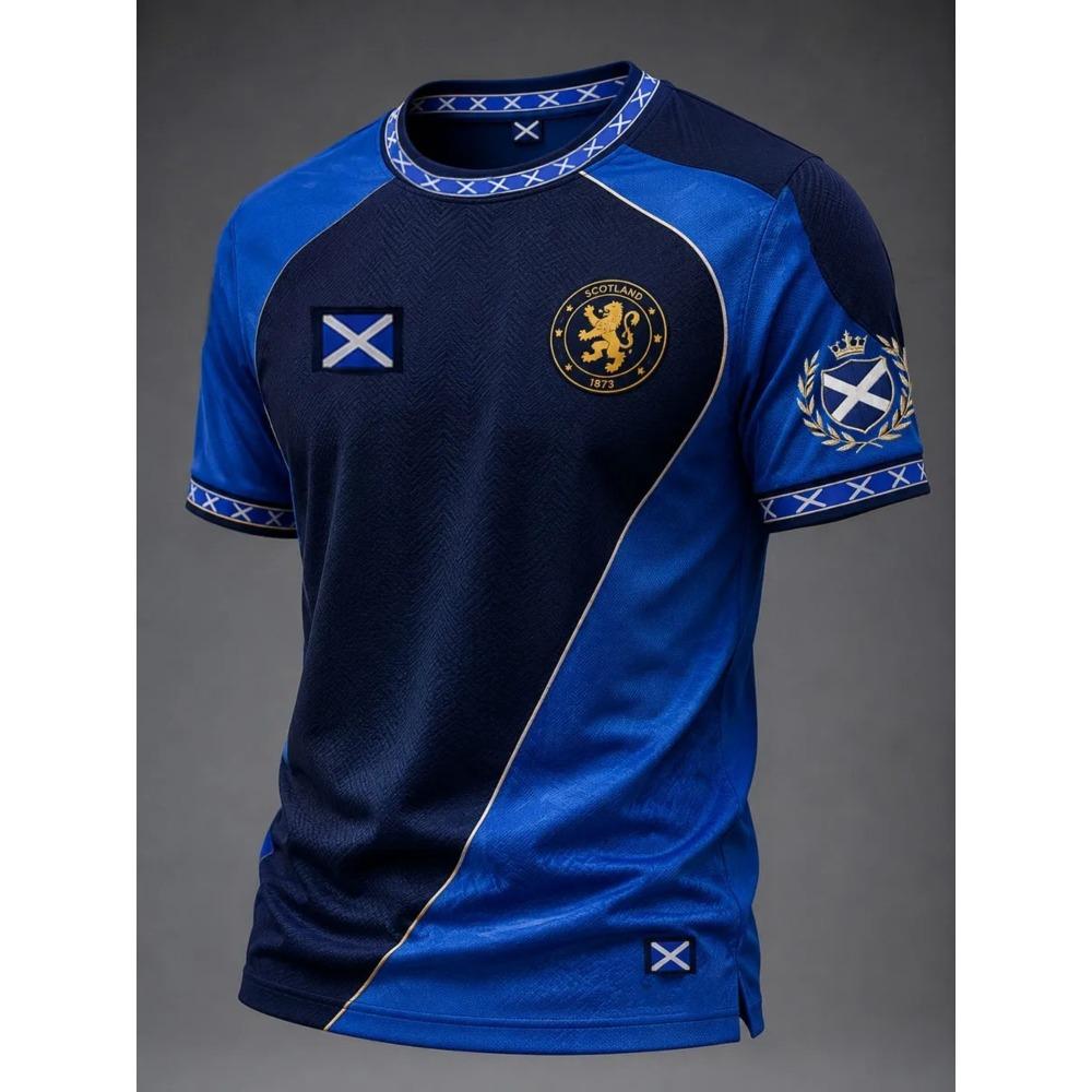 Scottish-style football shirt, breathable short-sleeve football fan flag print, sports match training shirt