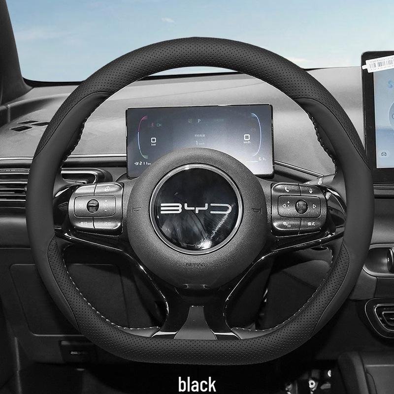 Чехол на руль BYD Seagull & Dolphin: Ультратонкая натуральная кожа, Без швов, Стильный интерьер автомобиля для женщин