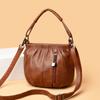 New Fashion Retro Shoulder Bag Women's Handbag Multi Layer Large Capacity Travel PU Leather Crossbody Bag