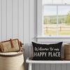 Decorative Throw Pillow Cover 12x20 Inch Welcome to Our Happy Place Black White Outdoor Modern Farmhouse Front Porch Patio Decor Lumbar Cushion Case