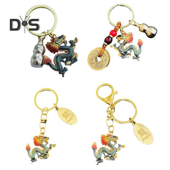 Брелок Дракон Медная монета Декор тыквы Изысканный весенний фестиваль Новогодний подарок Желаемое удачи Сумка Украшение Кулон Брелок для ключей Ключ