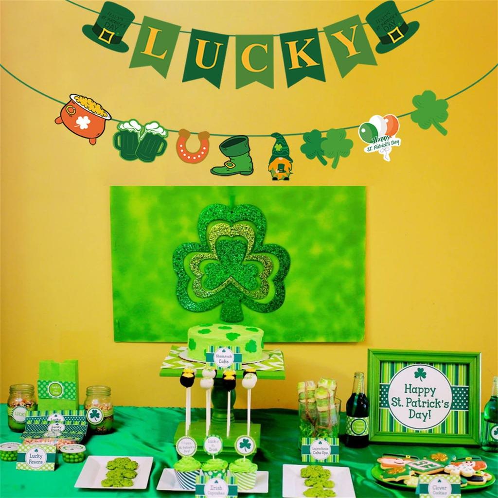 St Patricks Day Party Supplies St. Patricks Day Decorations Felts Ornament Garland Banner Flag Irish Party Hanging Decoration St Patrick's Day Party