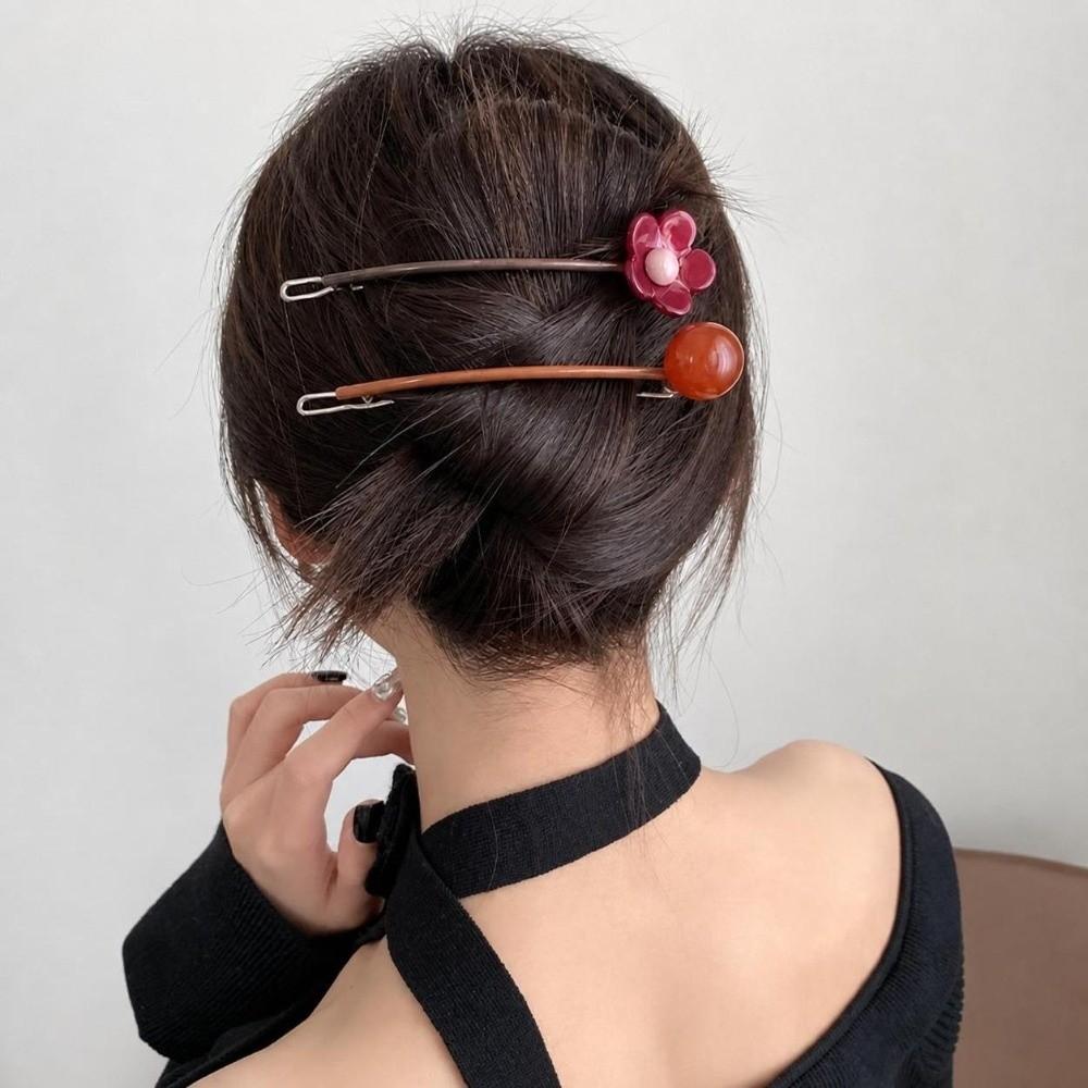 Non-Slip Horizontal Hair Clip Candy Color Clip Hairpin Sweet Hair Styling Tool Back Head Updo