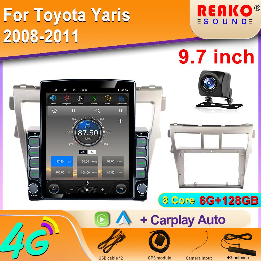 9.7" Vertical Style Tesla Screen Android Car Radio For Toyota Yaris 2008-2011 Multimedia Player Carplay GPS Navigation 2din