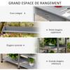 Multi-Equipped Potting Table, 3 Hooks, 3 Shelves, Pre-Oiled Grey Fir Wood Planting Table, Sink