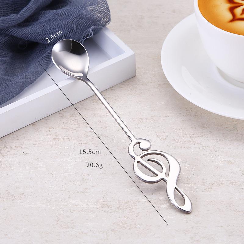Coffee Stirring Spoon Musical Notes Shaped Long Handle Stainless Steel 7 Colors Dessert Ice Cream Mixing Scoops Drink Tableware