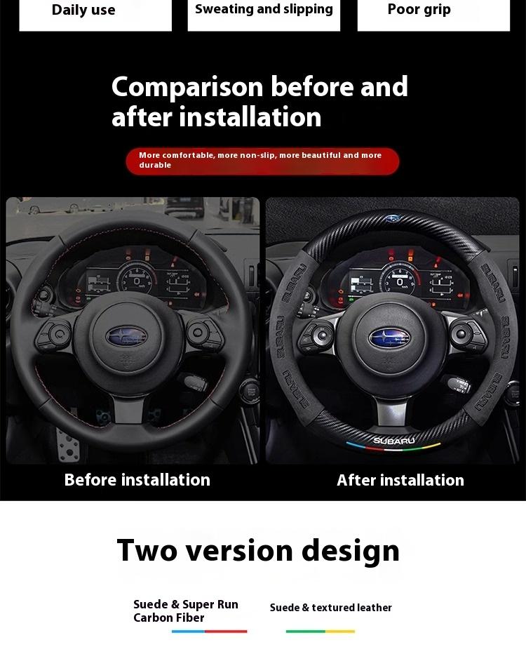Car Suede Carbon fiber Anti-slip Ventilate Steering Wheel Cover For Subaru STI Brz Wrx Xv Ascent Forester Outback Impreza Legacy VV333