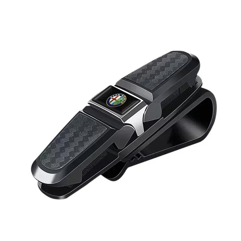 Car Glasses Case Car Sun Visor Glasses Holder Sunglasses Clip For Alfa Romeo Giulia Stelvio Junior Tonale 33 Stradale 4C Giu ofh853