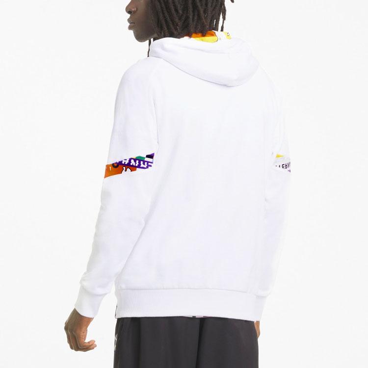 Puma Intl Sports Patchwork Print Hoodie Men Tops Белый 531330-02