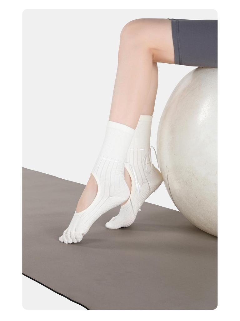 MEIKAN Женские нескользящие носки до середины икры с лентой на пальцах для йоги