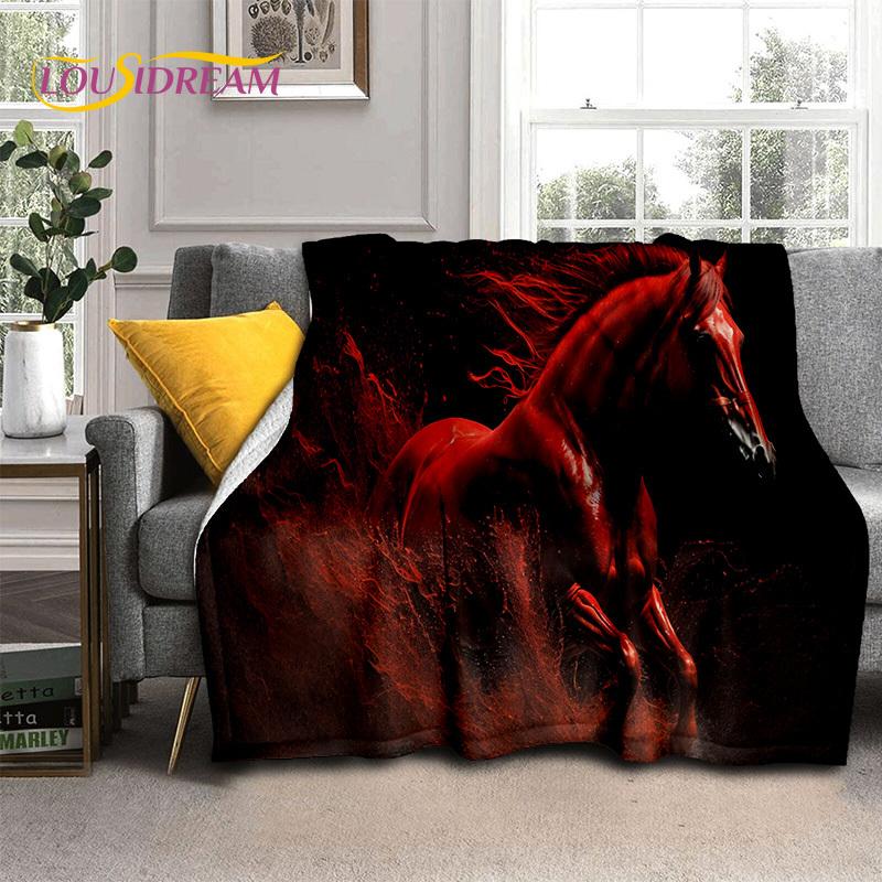 Horse Pentium Gallant Steed 3D Animal Blanket,Soft Throw Blanket for Home Bedroom Bed Sofa Picnic Travel Office Cover Child Gift
