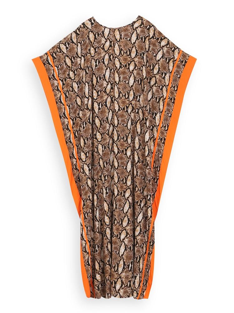 EDOLYNSA Кафтан с оранжевым змеиным принтом размера плюс, летнее длинное пляжное платье, женская домашняя одежда, купальный костюм, свободный кафтан