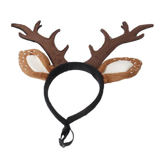 Pets Christmas Antlers Headband Adjustable Deer Hairband with Spotted Ears Deer Cosplay Headband for Dogs Cats Festive Costume Christmas Gift