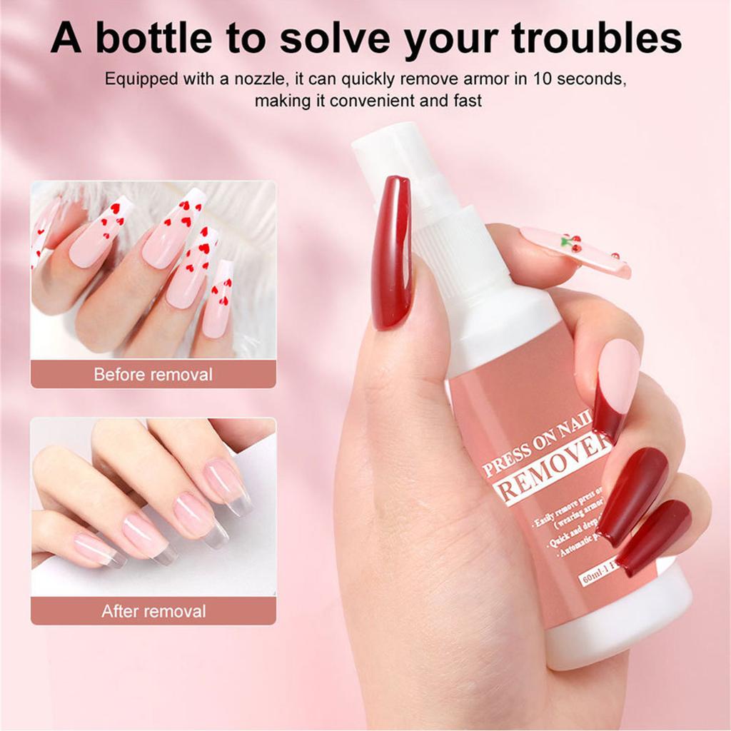 Press Nail Remover, 60ml Glue Remove Off For False Nails, Nail Glue Remover, Easy Remove Quick Solid Glue Remover