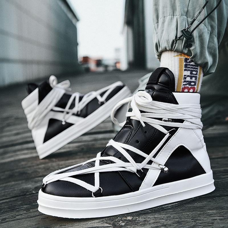 Fashion Men's Casual Shoes Multi-strap Design Leather Shoes for Man Fashion Sneakers Lace-up High Quality Luxury Designer High Street