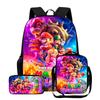 New Mario cartoon backpack, three-piece set for primary and secondary school students, school bag, backpack, shoulder bag, pencil case.