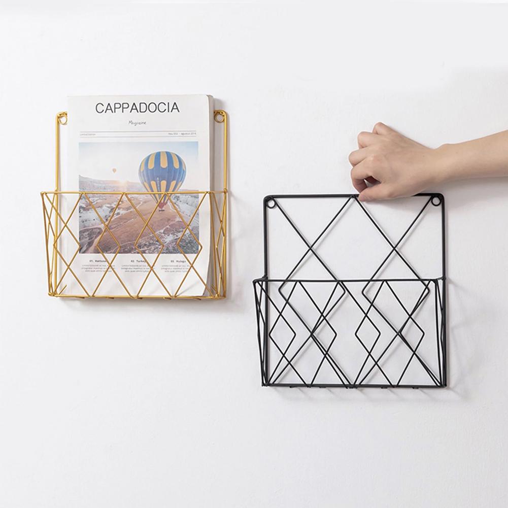 Wall Hanging Storage Shelf For Home Room Magazines Newspaper Storage Rack Study Office Hooks Files Holder Tabletop Display Stand