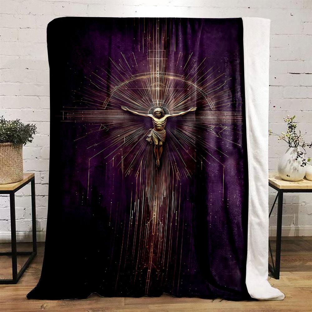 Jesus Cross Radiant Blanket Printed Blanket for Living Room Bed Couch lunch break Soft Cozy Blanket for Friend's festival Gift