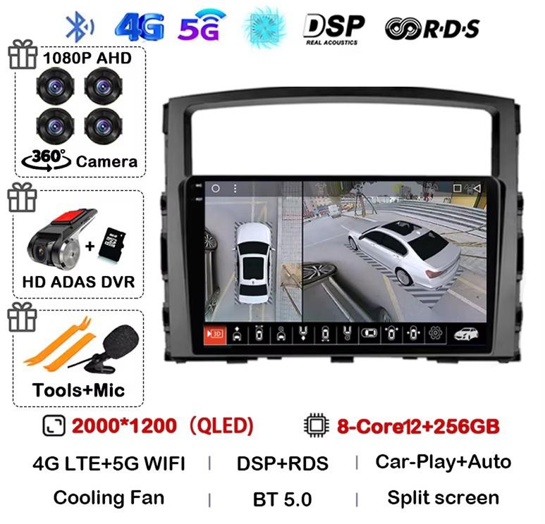 Android 14 Carplay Auto для Mitsubishi Pajero 4 V80 V90 2006 2007 2008 2009 - 2014 Автомобильный Радио Мультимедиа Видео Плеер GPS Стерео