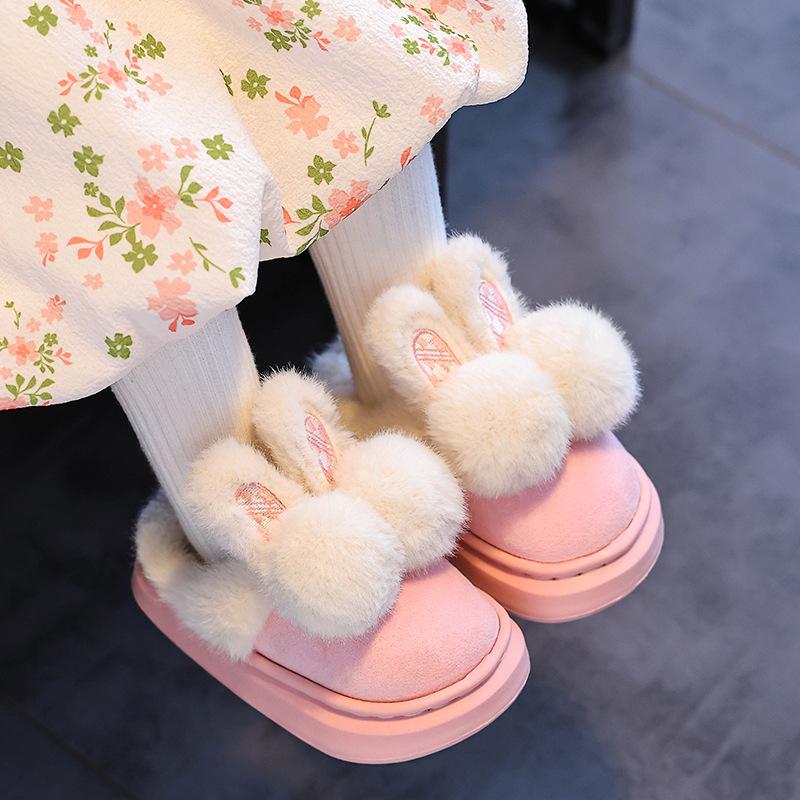 2024 Warm Winter Cotton Slippers for Girls: Indoor/Outdoor, Thickened for Mid-to-Large Children