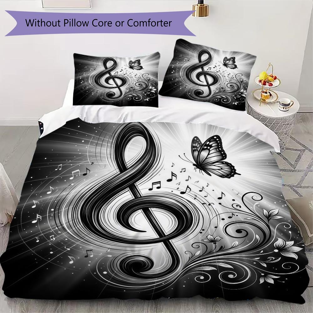 Art Music G Pattern Bedding uilt Set uilt Cover Pillowcase Home Decoration Birthday Gift (1 * duvet cover + 2 * pillowcase without core)