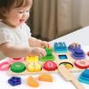 Montessori Wooden Sorting Stacking Toys Shape Color Sort Block Puzzles Toddler Geometric Stacking Toys for Baby Early Education