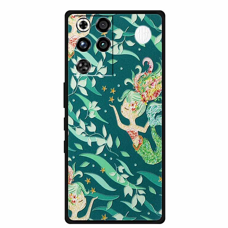 Чехол для ZTE Nubia RedMagic 11 Pro 5G, 3D тиснение, цветы, рельефный, мягкая черная силиконовая задняя крышка, для ZTE Nubia RedMagic 11Pro, Funda