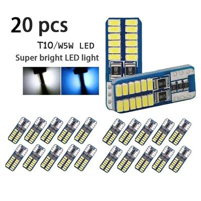 НОВЫЕ 20 шт. Автомобильные светодиодные лампы T10 168 194 W5W 24 LED 3014 Габаритные огни Парковочные огни Боковые огни DC12V Универсальный Белый 6000k