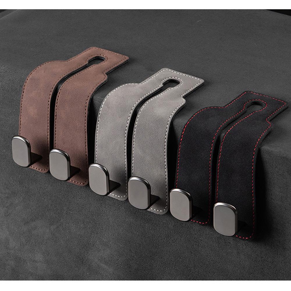 Car Headrest Bag Hook Hanger Auto Backseat Bracket Mobile Phone Holder Leather Rear Seat Hanging Dual Handbag Hooks Accessories