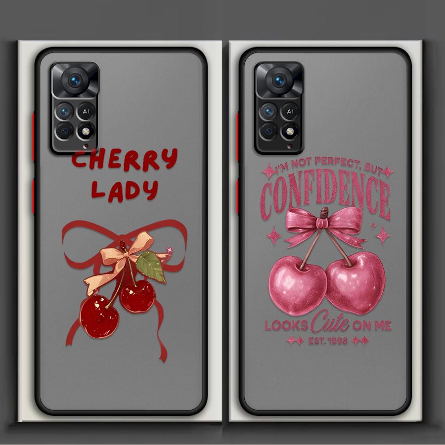 Cartoon Bow Cherry Case for Xiaomi Redmi Note 14 10 11 13 Pro Plus 12 9S 14C A4 13C Funda Back Phone Cover