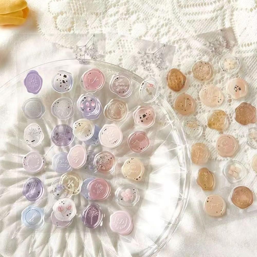 Floral Wax Stamp Seal Sticker Retro Embossed Seal Sticker for Notebook Envelope Seal