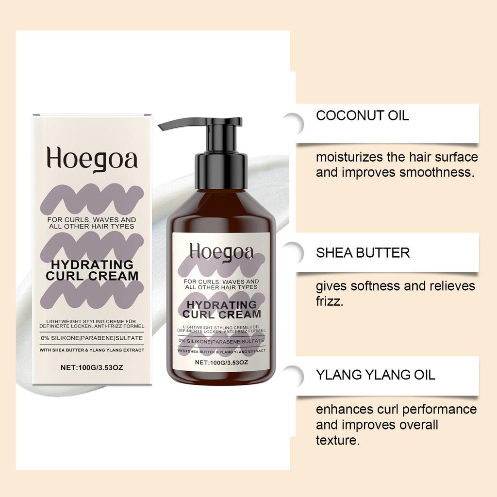 Hoegoa Увлажняющий крем для упругости кудрявых волос 100г Против пушистости Объем кудрявых волос Натуральный объем Стайлинг Уход за волосами Эластификатор