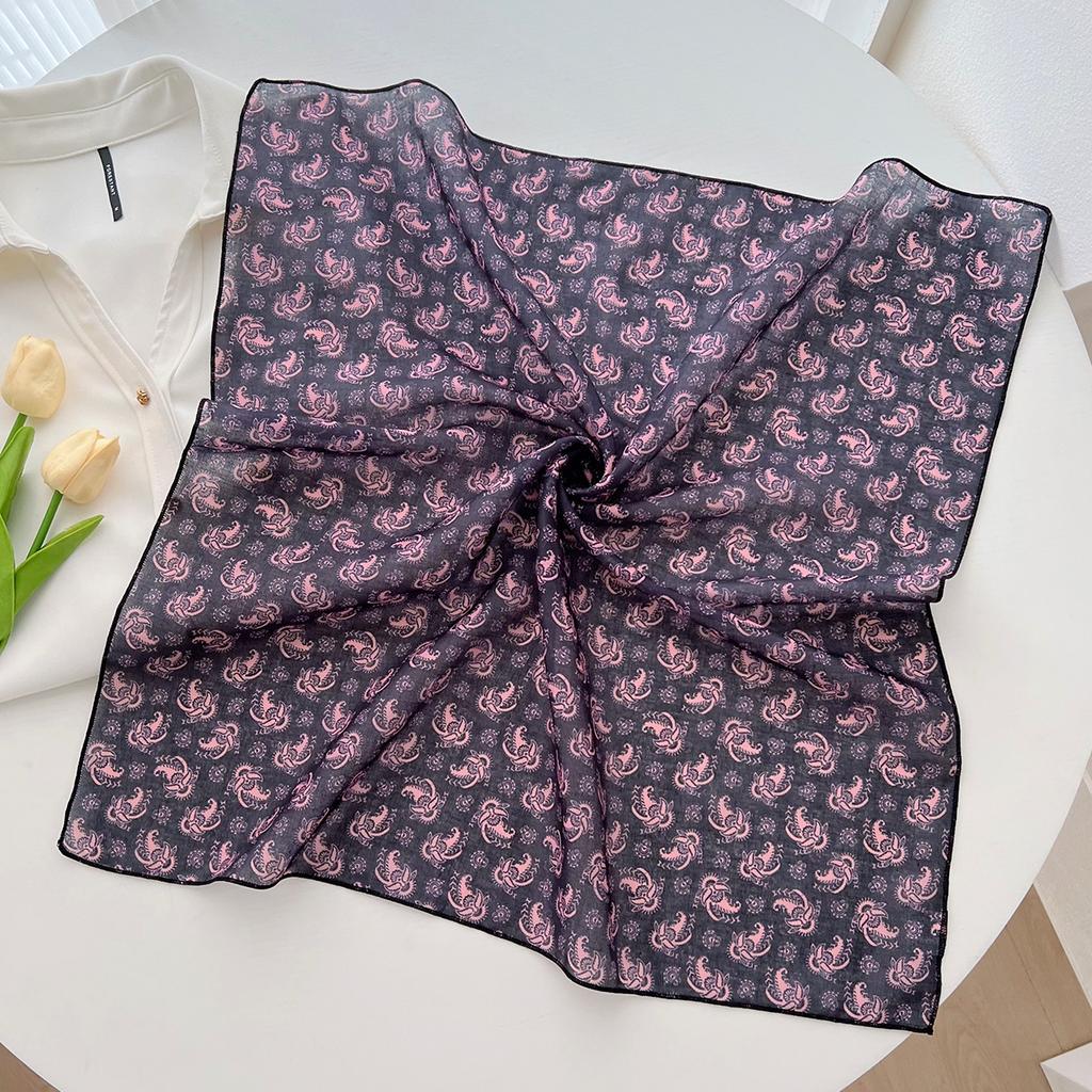 Korean version of small silk scarf women's spring and autumn versatile temperament 18CM cotton and linen small square scarf decorative small scarf sma
