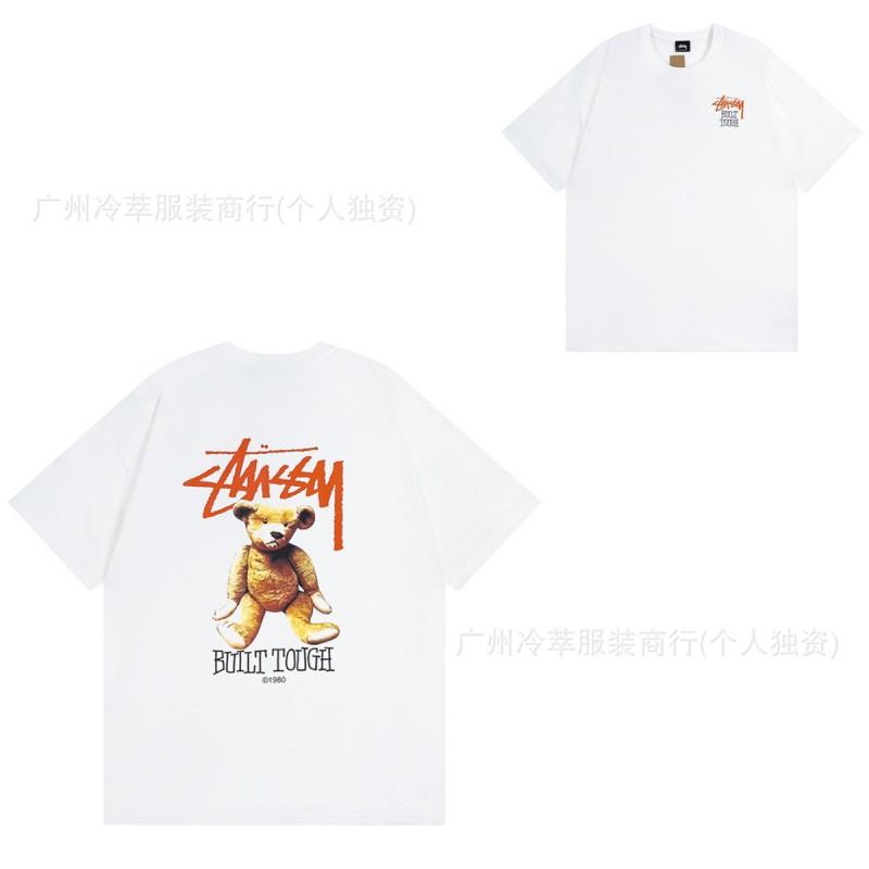STU American Vintage Graphic T-Shirt Couples White Collection Short Sleeve Men Women Casual