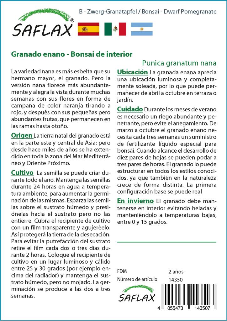 SAFLAX Garden in the Bag - Бонсай - Карликовый гранат - 50 семян - С субстратом в подходящем пакете-стойке - Punica granatum nana