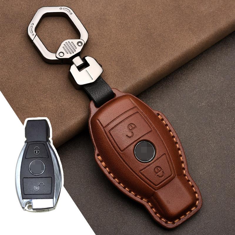 Genuine Leather Car Key Case Cover for Mercedes-Benz W203 W210 W211 Amg W204 C E S Cls Clk Cla Slk Classe Smart Car Keychain