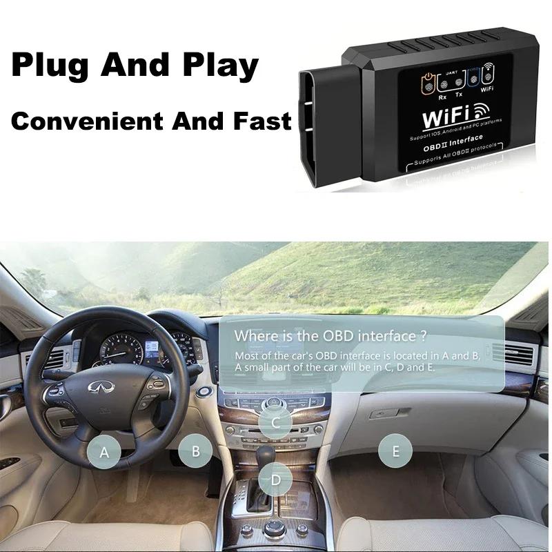 ELM327 WiFi OBD2 Сканер кодов Диагностические инструменты для автомобиля V1.5 WIFI для Android/IOS/ПК Адаптер интерфейса OBD2