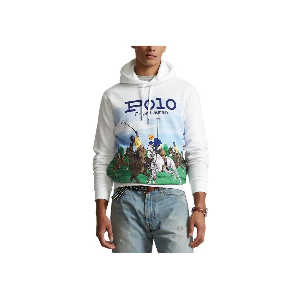 Polo Ralph Lauren Логотип Буквы Персонажа Принт Капюшон Флис Длинный Рукав Толстовка Мужская Толстовка Белый 710836746-002