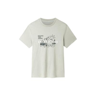 Футболка Outdoor Series Letter Print, удобная, дышащая, с коротким рукавом, стандартная, мужская, цвет дымчато-серый 152426109-2
