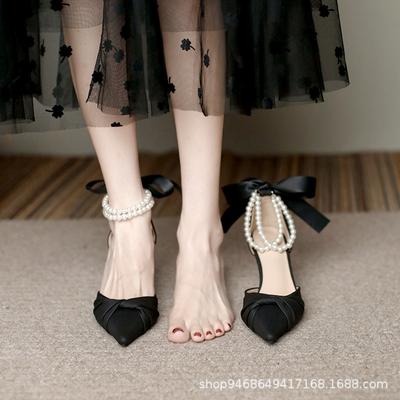 Temperament французские феи сандалии модные туфли для подружек невесты женские туфли на высоком каблуке с сумкой на голове летние босоножки на среднем каблуке с юбкой