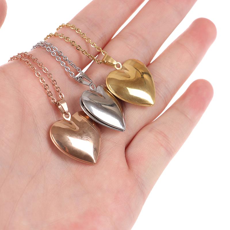 Love Heart Locket Pendants For Women Men Openable Photo Frame Picture Necklace