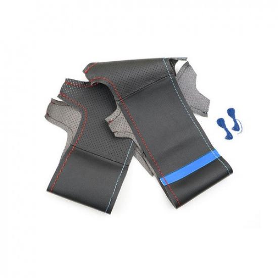 Blue-strip Steering Wheel Leather Cover Trim For BMW 2 Series F45 2014 2015 2016