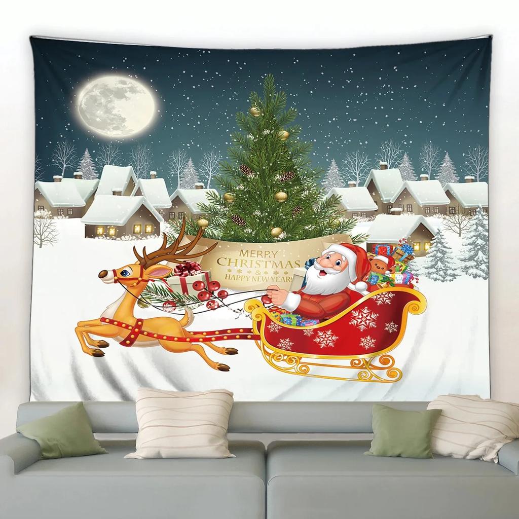 Рождественский мультяшный стиль Гобелен Спальня Гостиная Дом Рождественский декор Гобелен
