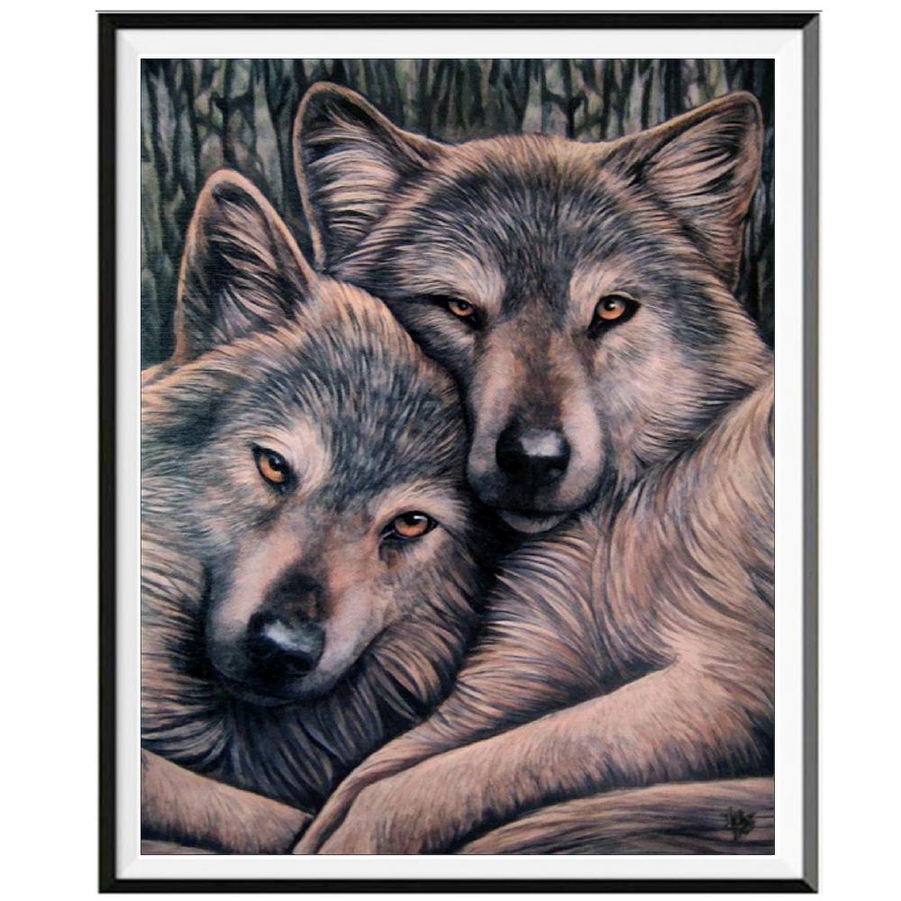 Animal 5D Diamond Painting Full Diamond Wolf Owl Tiger Round Diamond Mosaic Pattern Home Decoration Diy Handmade