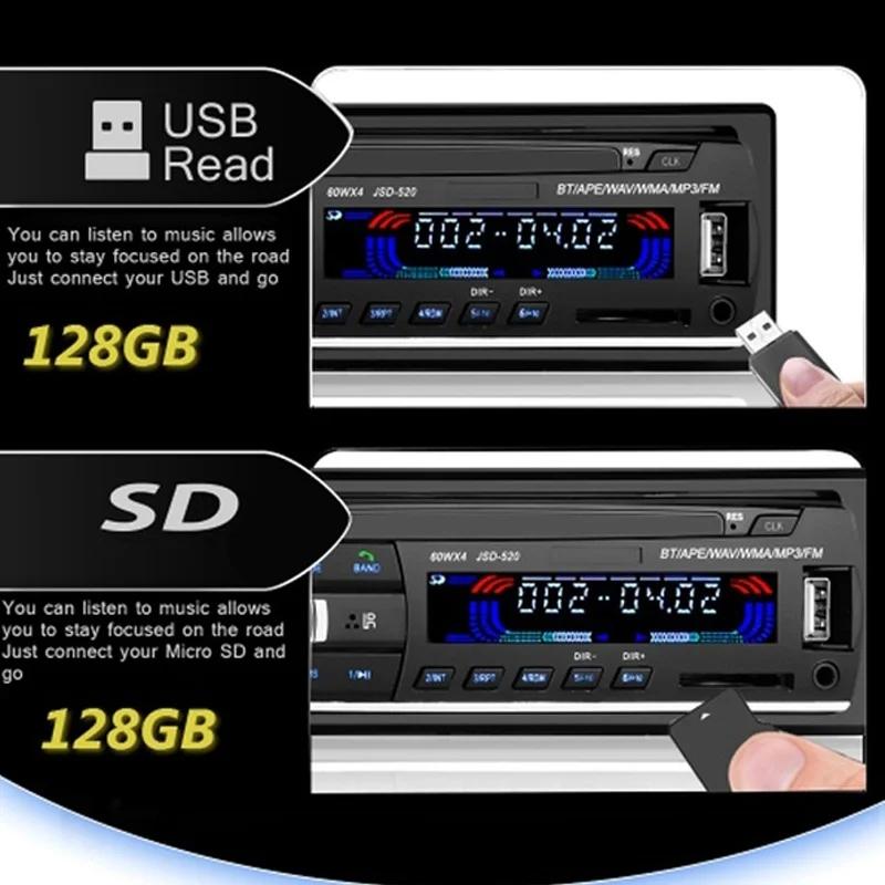 12 В Bluetooth автомобильная стерео FM-радио MP3 аудиоплеер USB SD AUX авто электроника сабвуфер встроенный 1 DIN авторадио