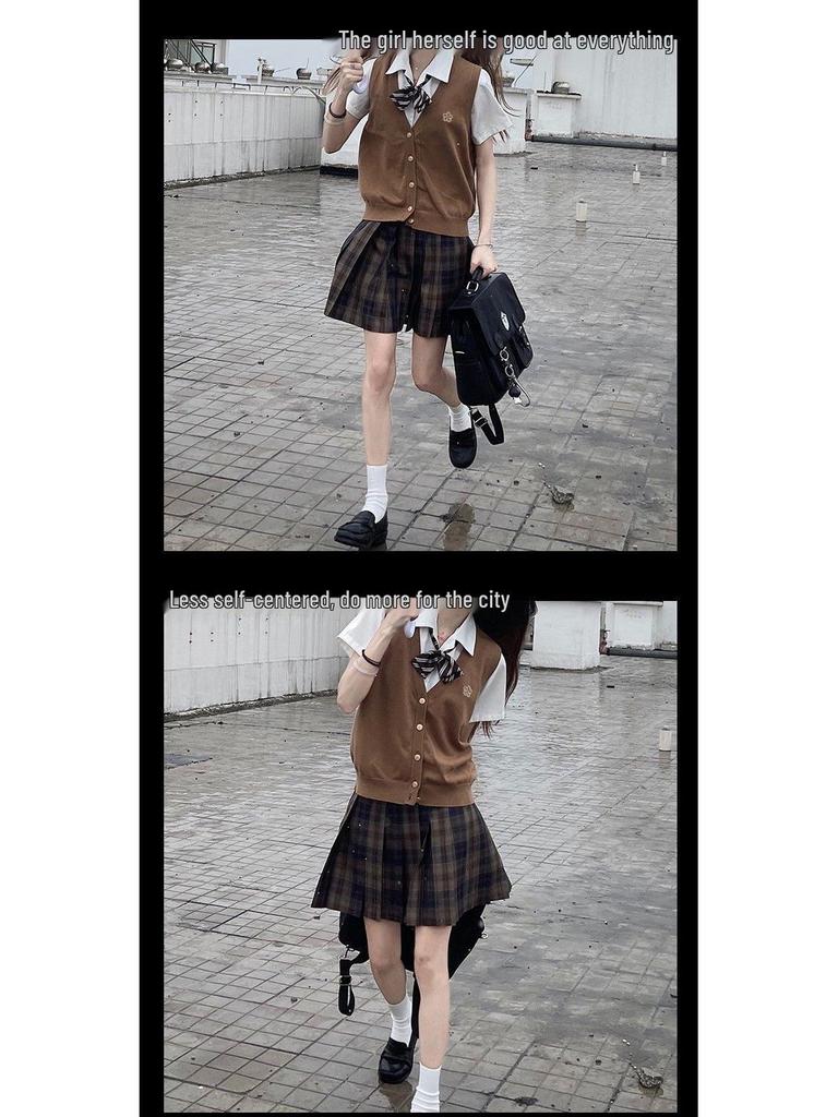 Оригинальный осенний вязаный кардиган-жилет Takinogawa Gakuen - Серый жилет-свитер на весну