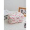 Cute Bow Flower Cloth Handbag Quilting Cotton Makeup Bag Women Zipper Cosmetic Organizer Portable Toiletry Case for Girls